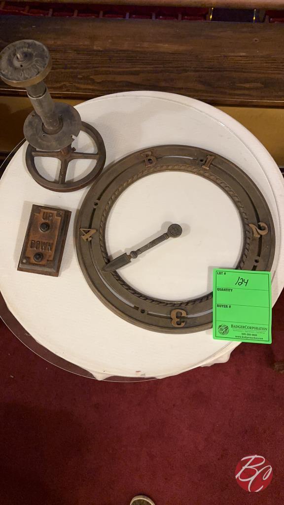 1922 Elevator  Dial Brass & Cast Iron W/ Button