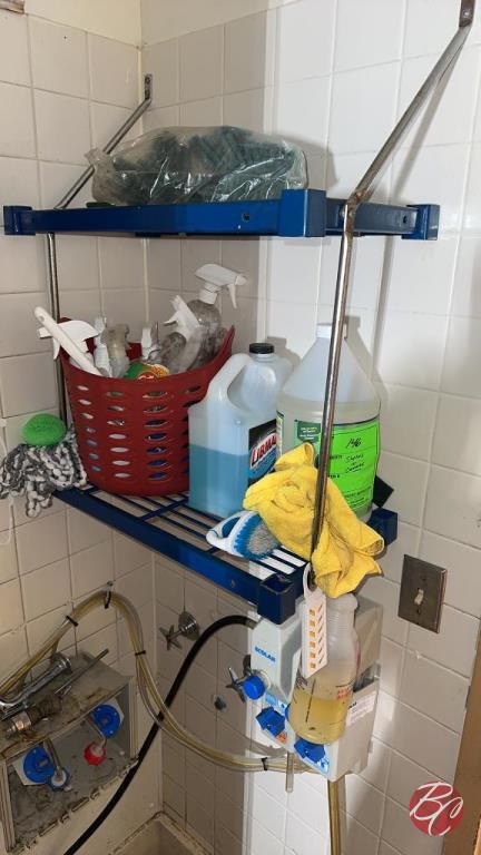 Wall Mounted Shelves W/ All Cleaning Supplies