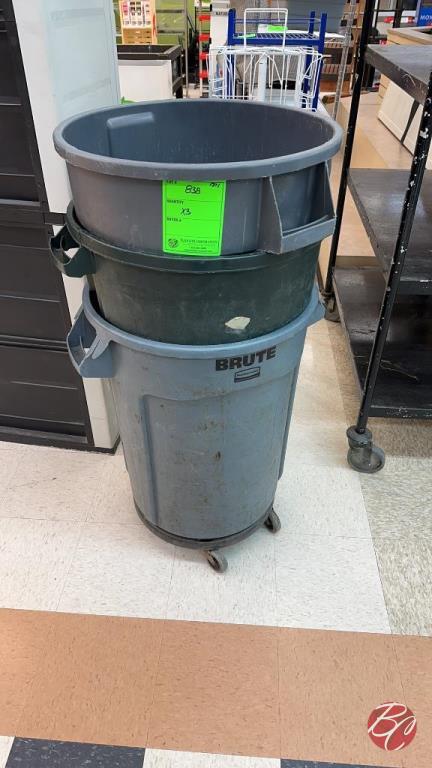 Rubbermaid Brute Garbage Cans W/ (2) Dollies
