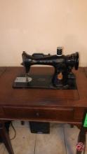 Singer Sewing Machine With Case And Bench