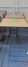 Metal Frame Wood Top Patio Table