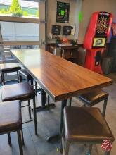 Wood Rectangle High Top Table W/ Heavy Duty Bases