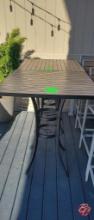 Metal Frame Wood Top Patio Table