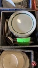 Storage Crates W/ Assorted Lot Of Plates