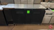 True TBB-3 Black 2-Solid Door Back Bar Cooler 69"