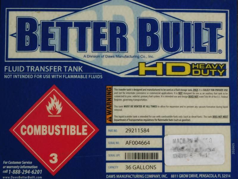 BETTER BUILT HD 36 GL FLUID TRANSFER TANK