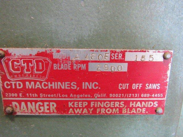 CTD A480E Cut Off Saw, S/N: 155, 2900 Blade RPM, 10' x 15" Overall Manual R