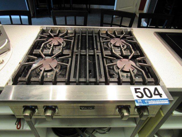 Viking Professional 4-Burner Gas Stovetop, 30" L x 28" W x 8" H. (LOCATED I