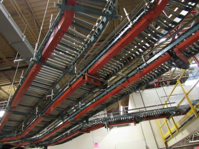 Approx. 100' of Roller Conveyor System w/Belt Decline Section (24" W w/36"