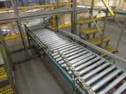 Approx. 100' of Roller Conveyor System w/Belt Decline Section (24" W w/36"