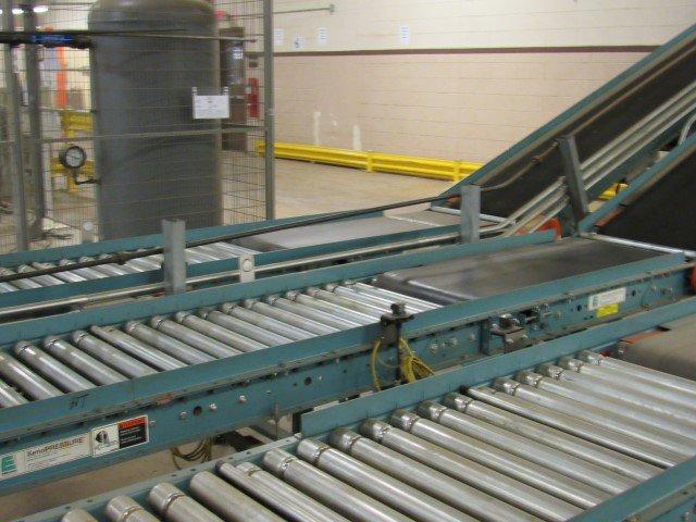 Approx. 100' of Roller Conveyor System w/Belt Decline Section (24" W w/36"