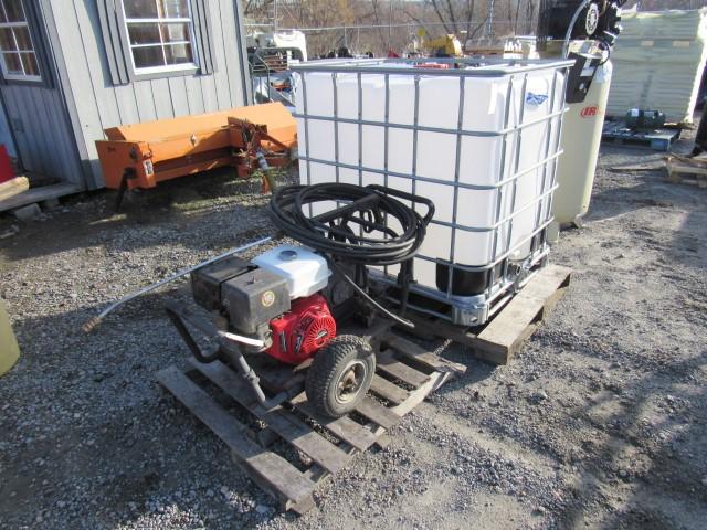 2 Pcs:  (1) Simpson Contractor 3000 Gas-Powered Pressure Washer on Cart; (1) 250-Gal. IBC Container