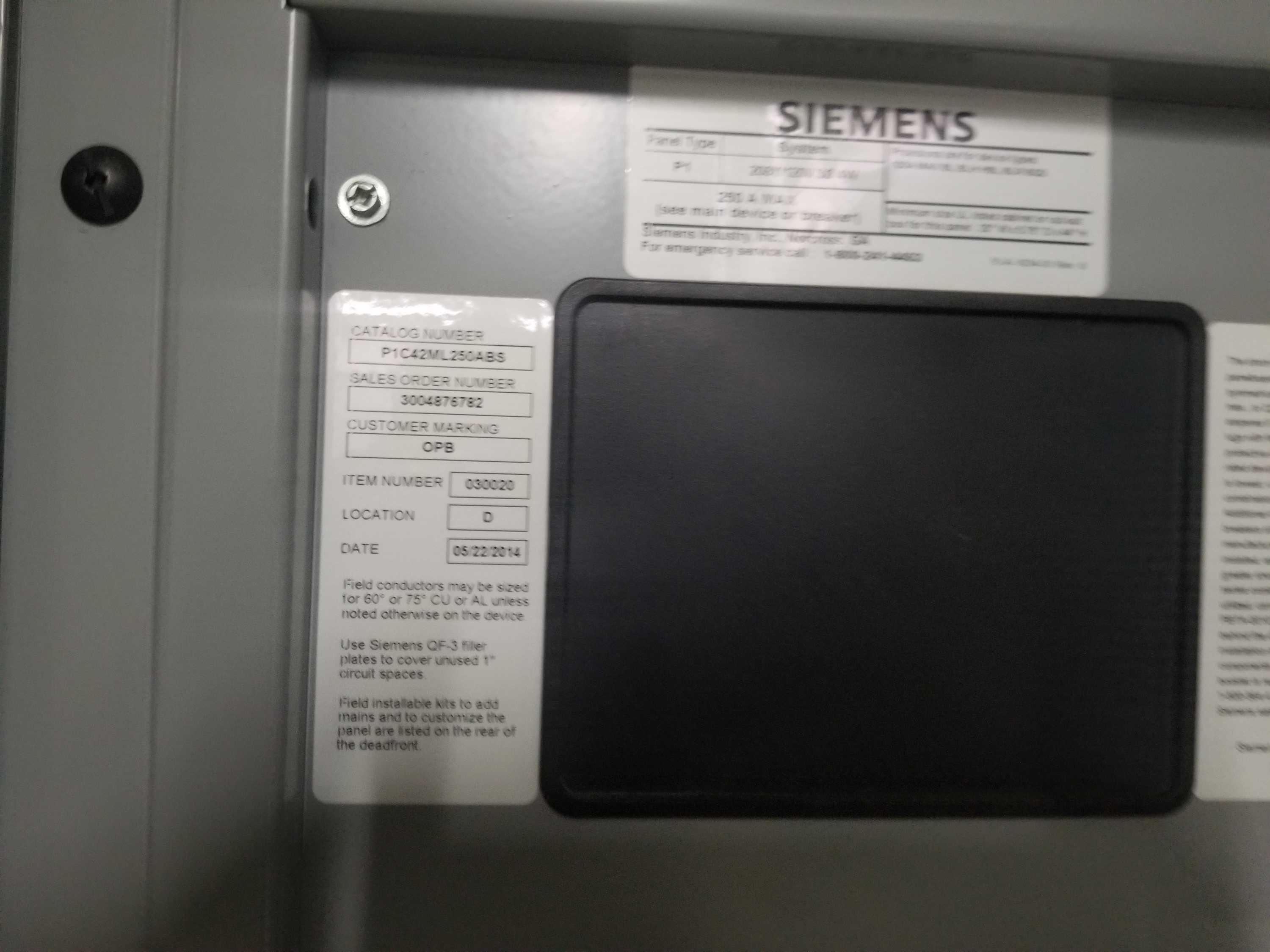 7 Siemens Misc. P1 Breaker Panels