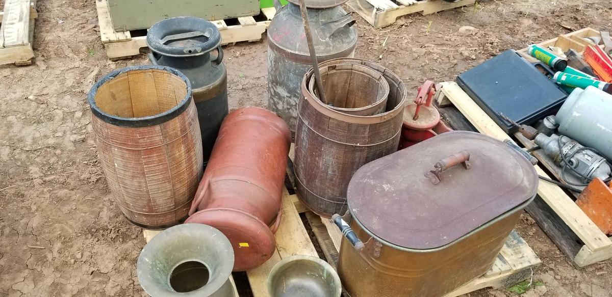 10 PCS: Containers, Bowls; Water Pump; Barrels; Pony Express Spittoon