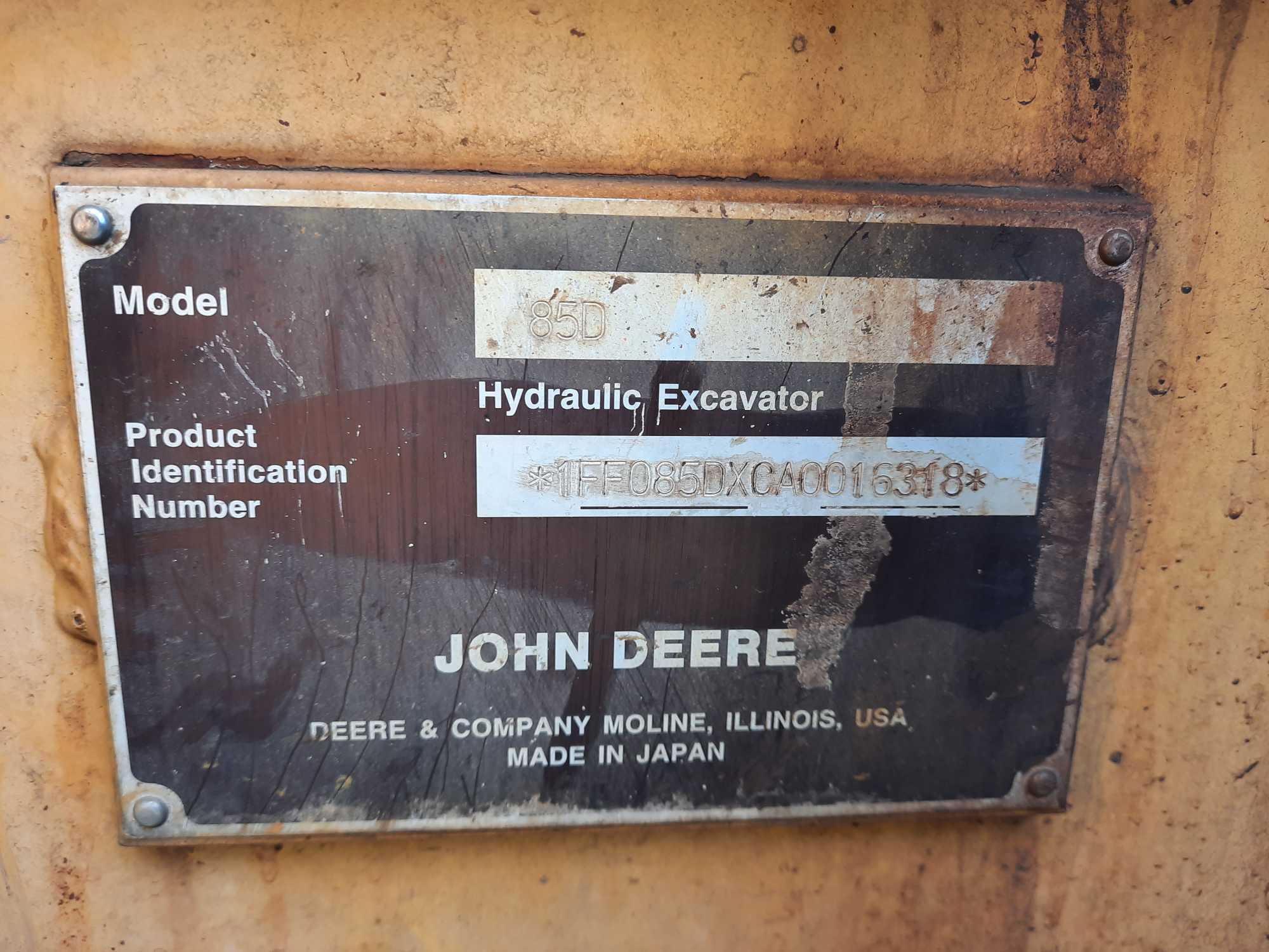 2011 John Deere 85D Excavator W/ Railroad Gear, (CSX UNIT#TH201103)