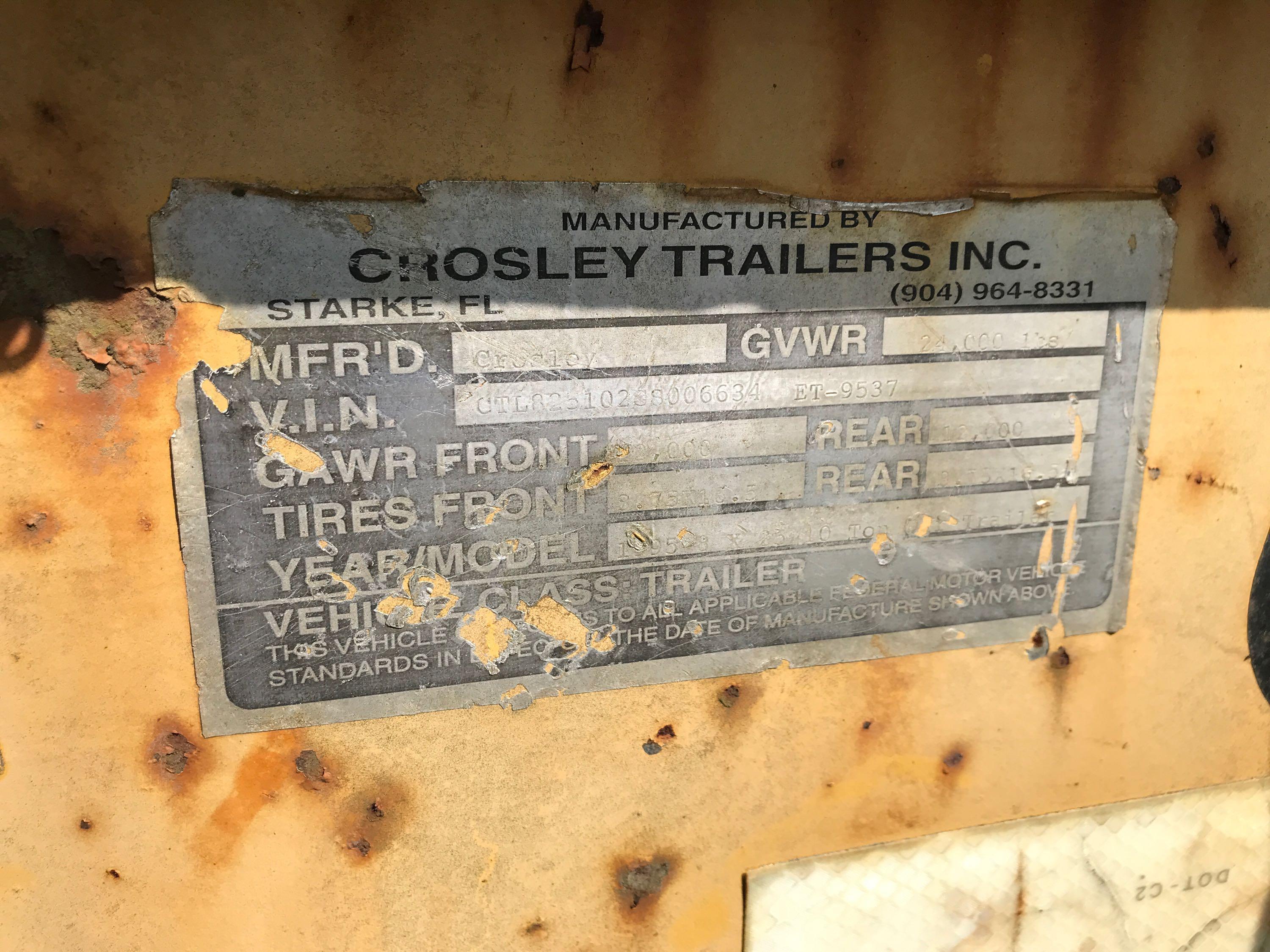 1995 Crosley 10 Ton T/A Equipment Trailer (CSX Unit# ET-9537)