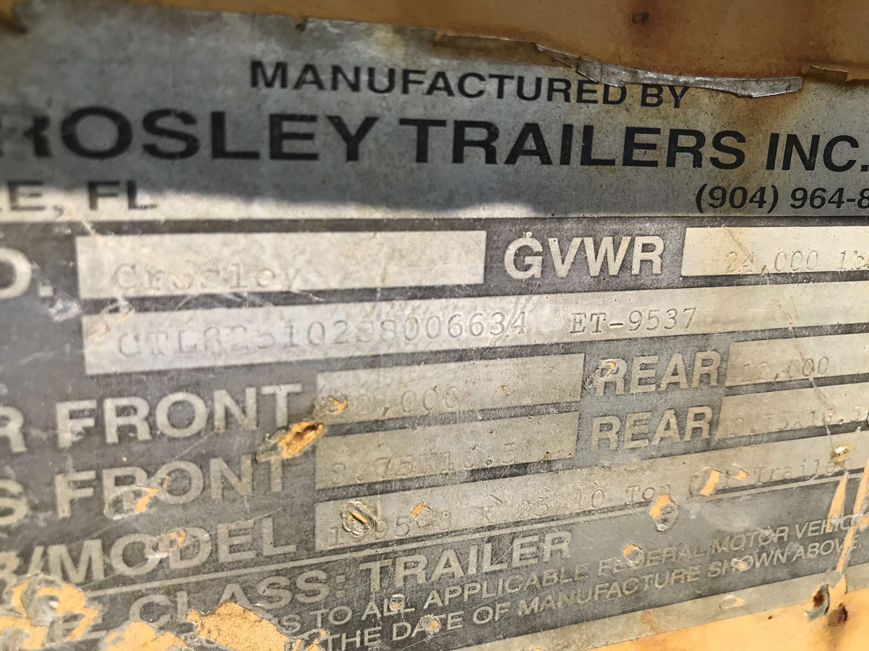 1995 Crosley 10 Ton T/A Equipment Trailer (CSX Unit# ET-9537)