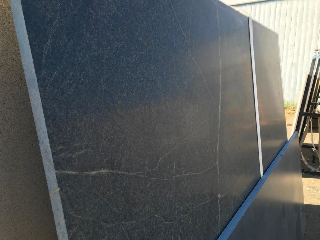 GRANITE SLABS, SOAPSTONE REMNANTS & METAL A-FRAME