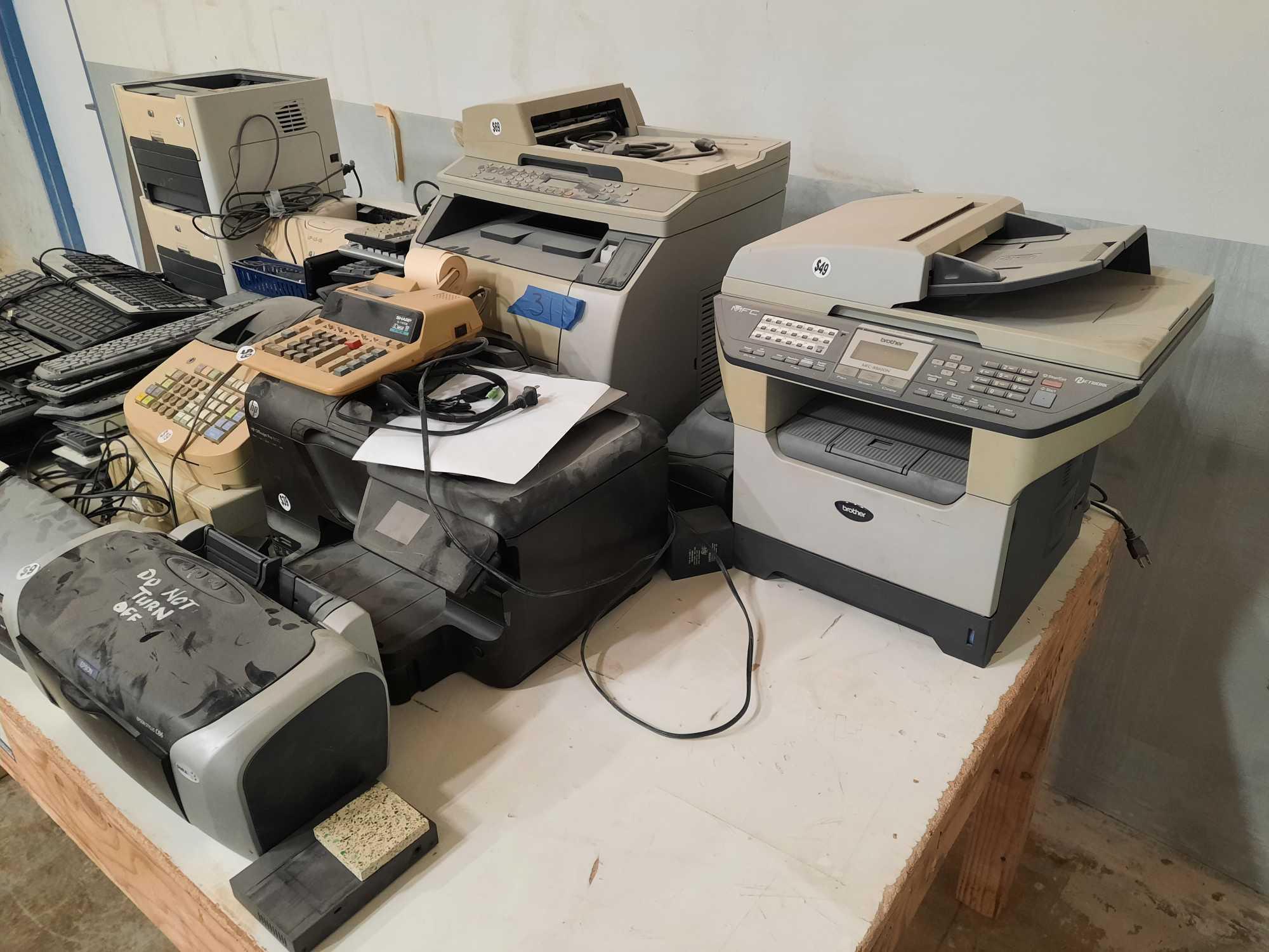 VARIOUS PRINTERS, SCANNERS & KEYBOARDS