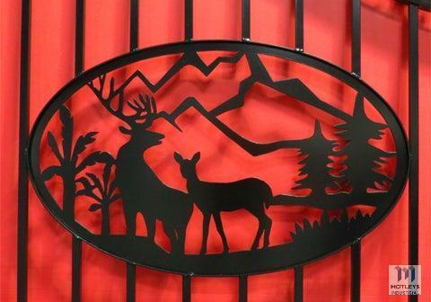 2021 Greatbear 14ft Bi-Parting Wrought Iron Gate w/ "Deer" Artwork