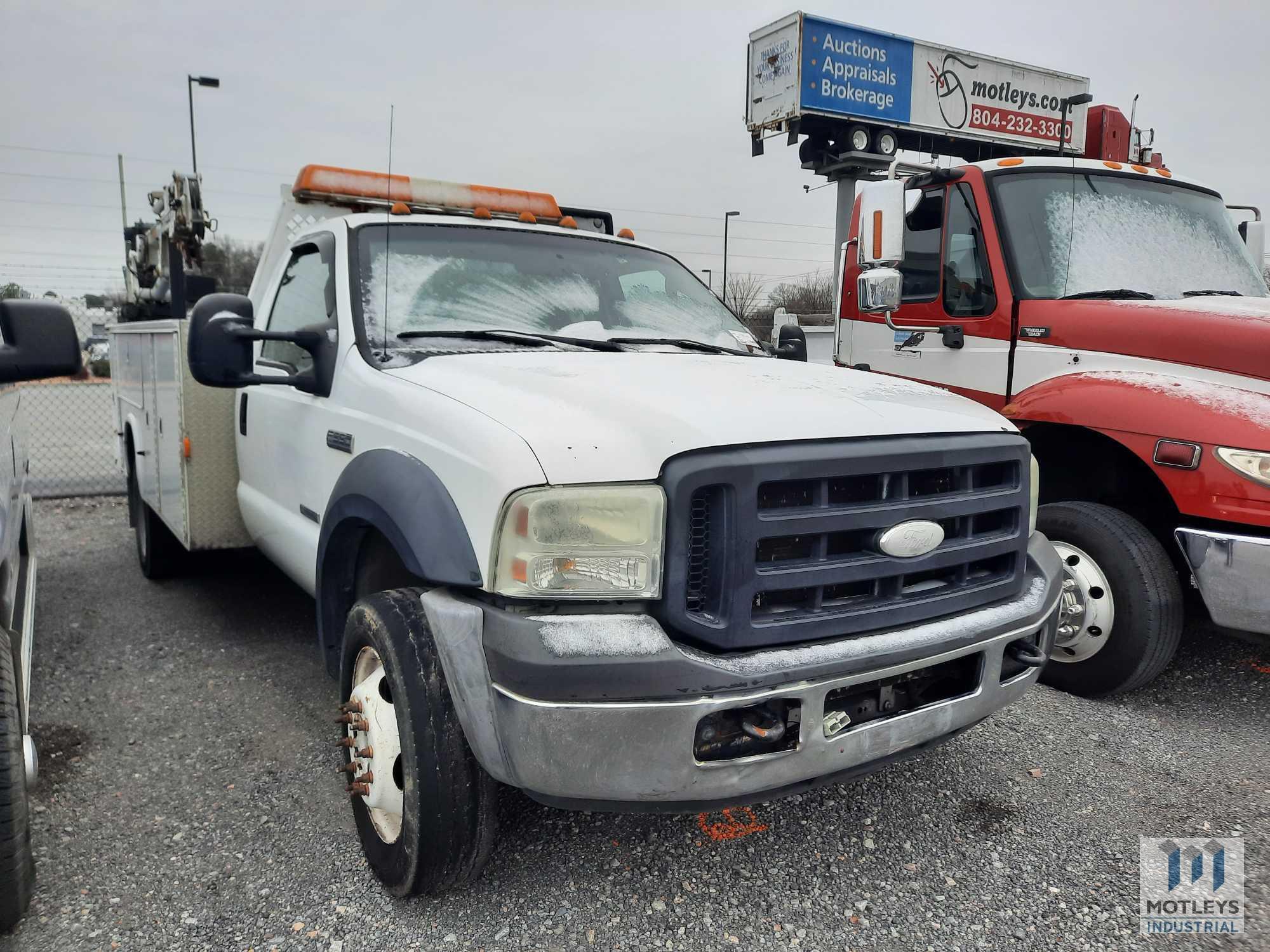 2006 Ford F-550 Truck, VIN # 1FDAF56P76ED92521, Miller Bobcat Generator, Stellar Service Crane