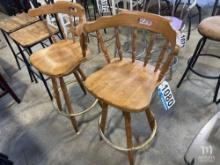 (2) Swiveling Wooden Stools