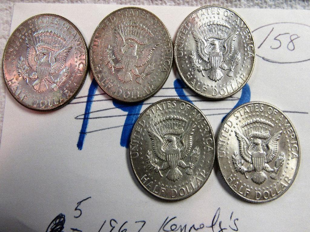 (5) 1967 Kennedy Halves