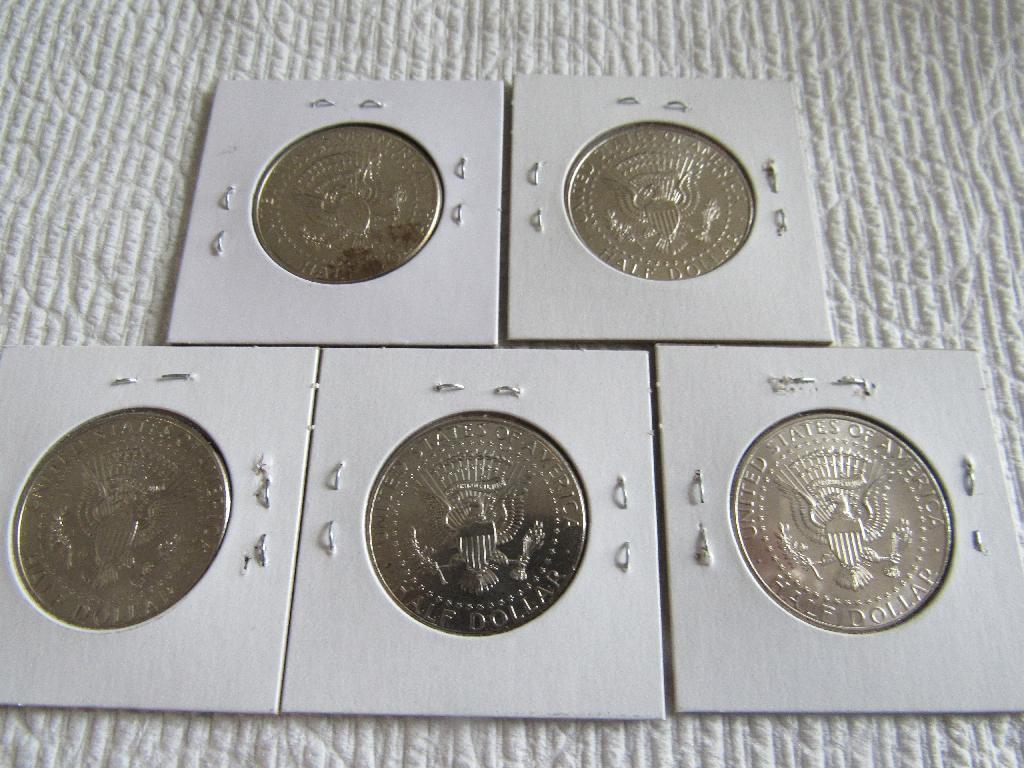 (5) Kennedy Half Dollars, all BU