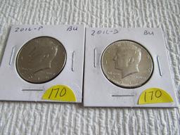 (2) Kennedy Half Dollars, all BU