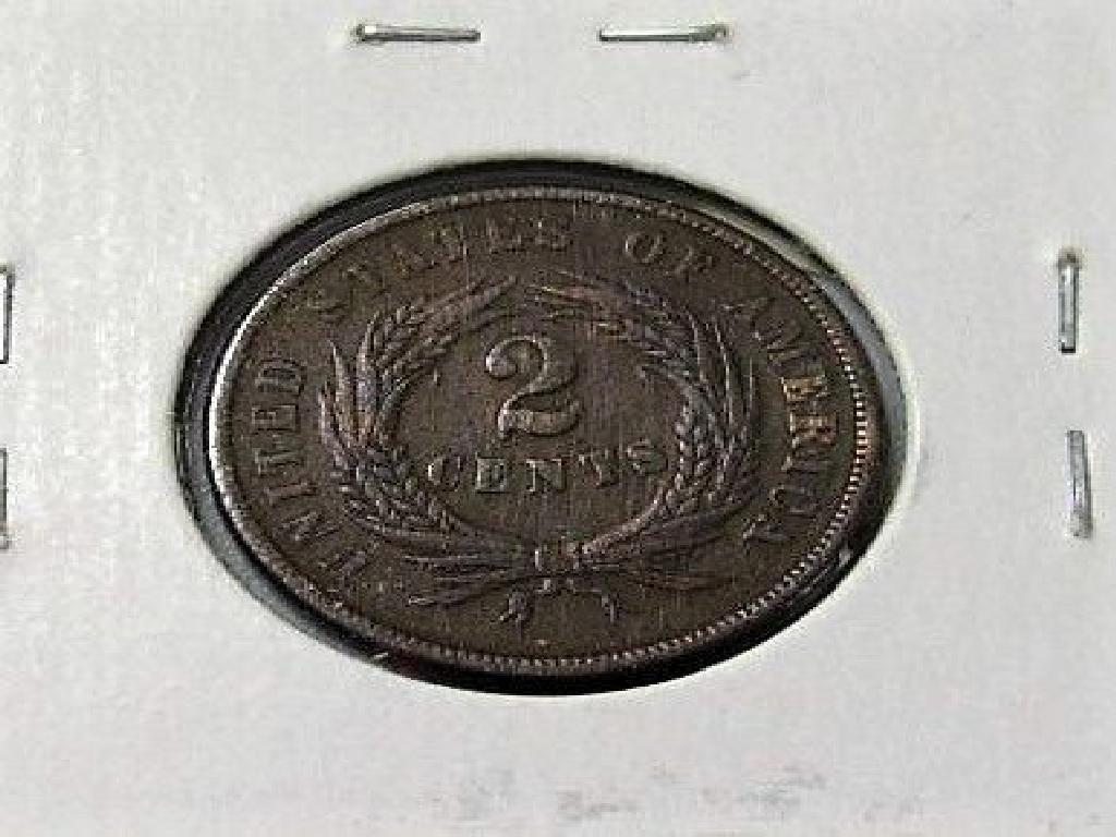 1864 XF 2 Cent Piece