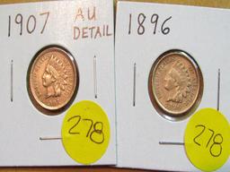1896, 1907 Indian Cents