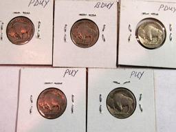 5 ea Buffalo Nickels