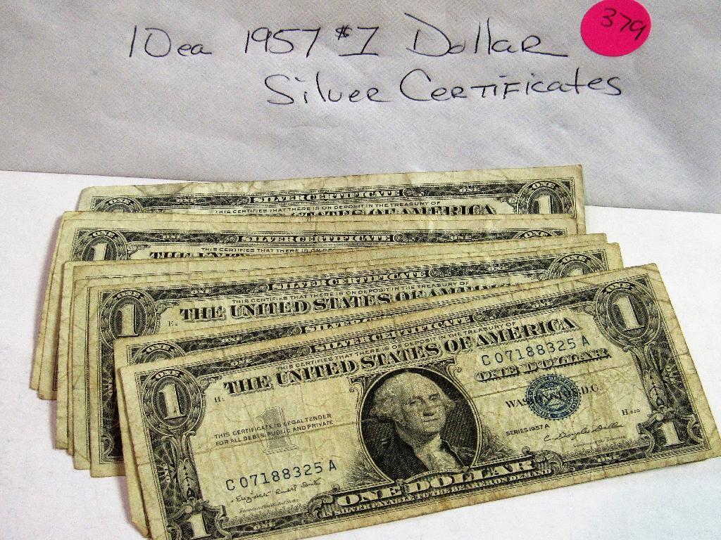 10 ea 1957 Silver Certificates