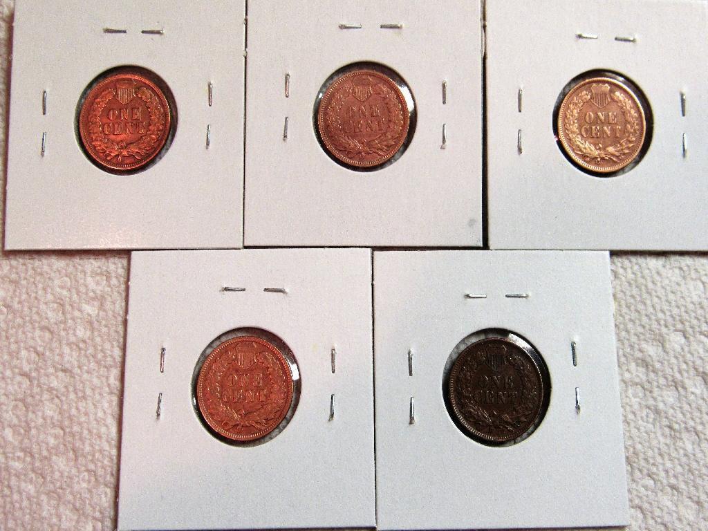 1902, 1905, 1906, 1907, 1907 AU Indian Cents