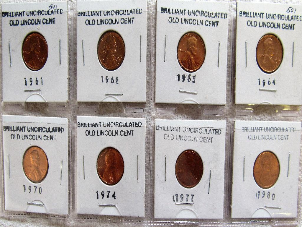 8 Uncircilated Lincoln Cents