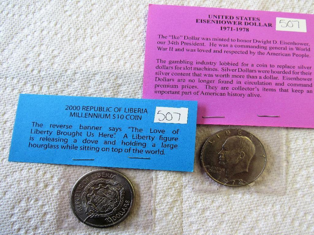 Eisenhower Dollar, $10 Republic of Liberia Millennium Coin