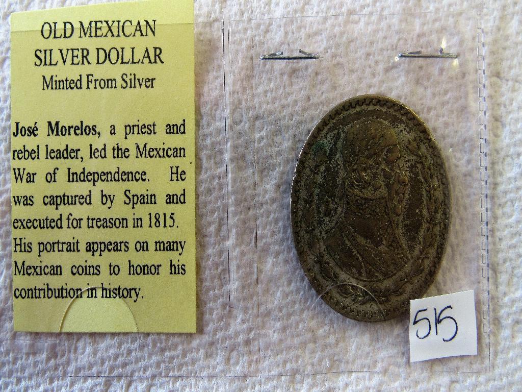 Commemorative Medallion, Ancient Coin, Mexican Silver Peso