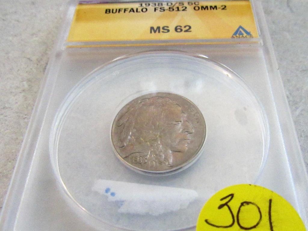 1938 d/s Buffalo Nickel in ANACS Slab