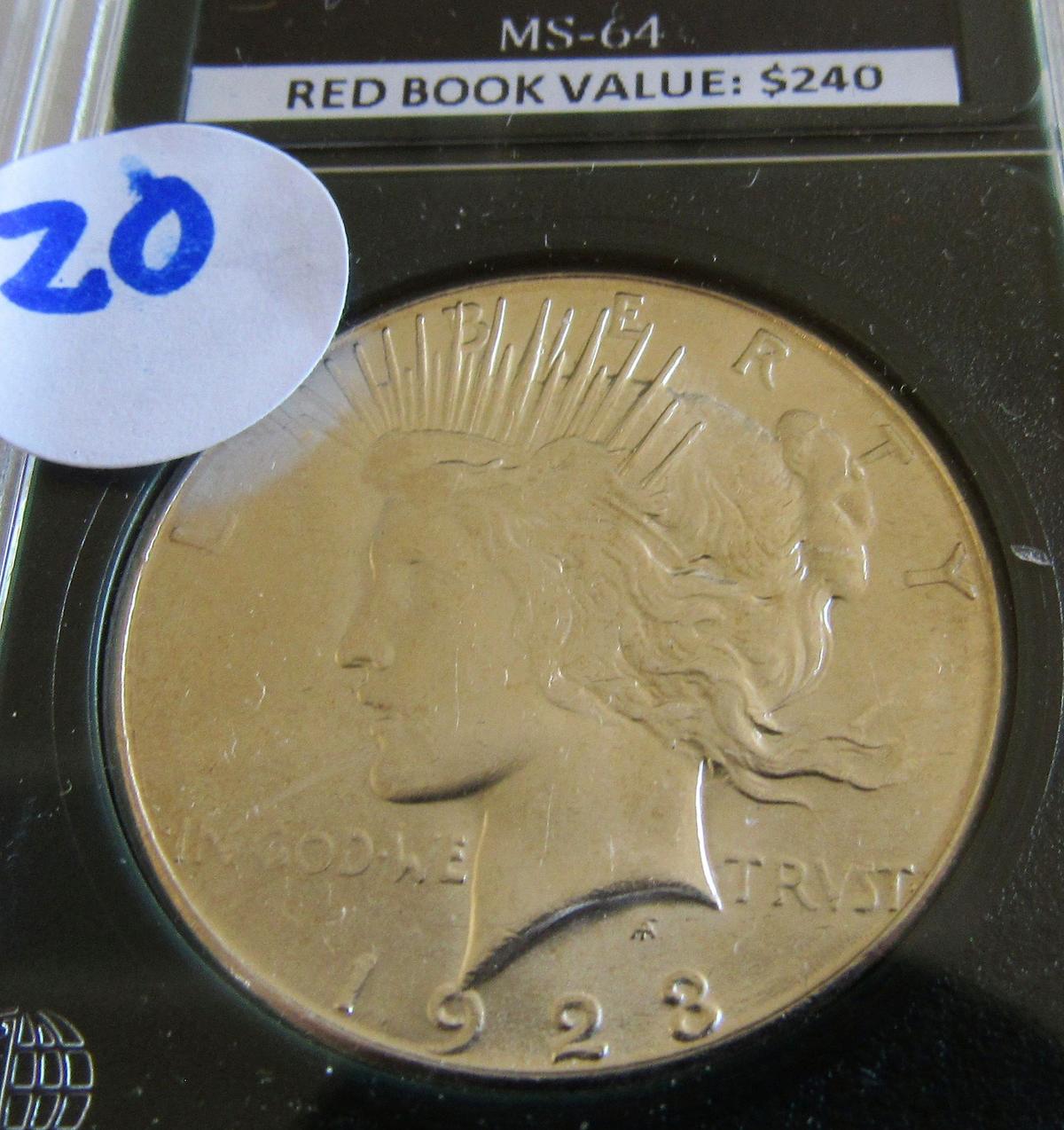 HIGH GRADE 1923-S PEACE DOLLAR IN HOLDER