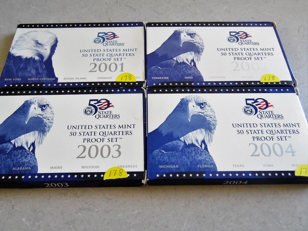 2001, 2002, 2003, 2004 Quarter Proof Sets