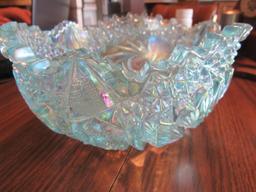 Light Blue Crystal Cut Glass Bowl