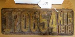 1918 NE License Plate