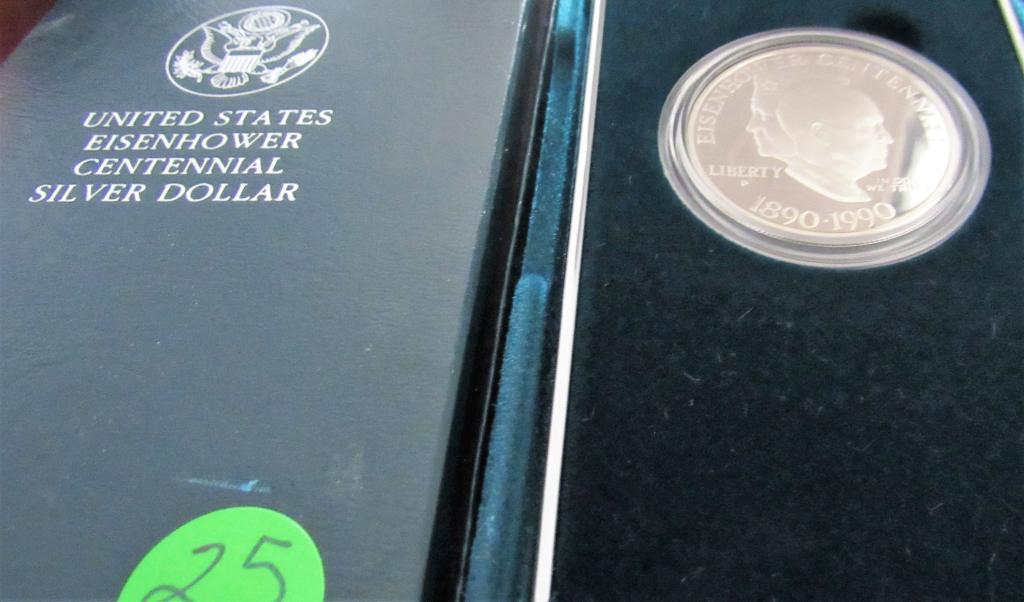1990 Silver Proof Eisenhower Centennial Dollar