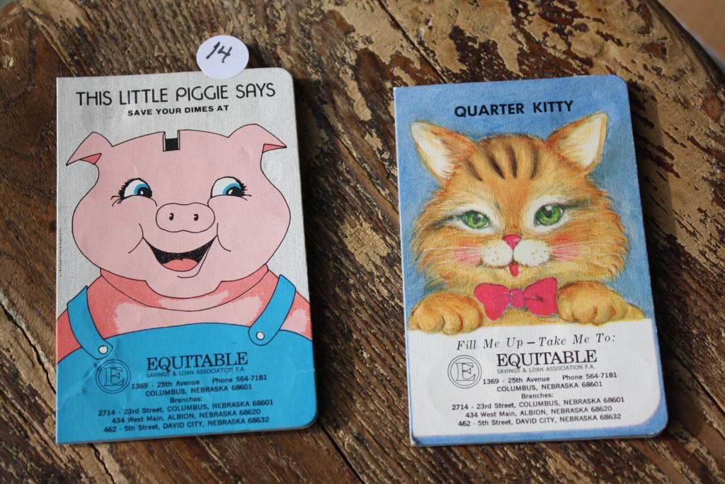 Vintage Piggie Dime Book and Quarter Kitty Book