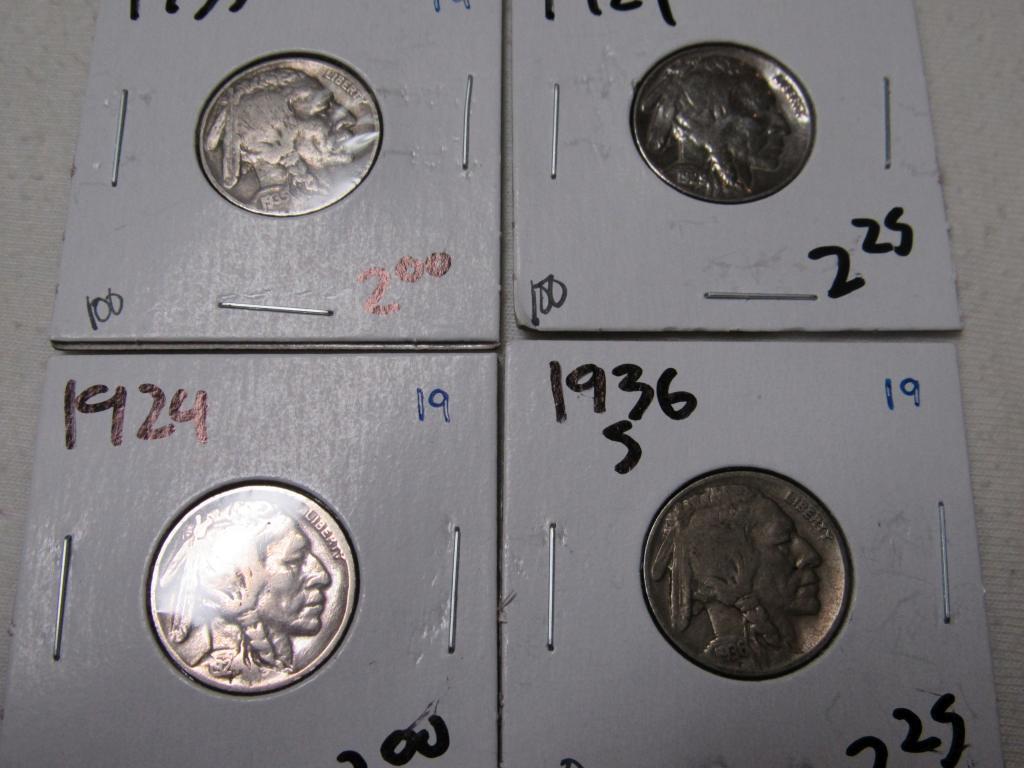 1924,1929,1935,1936S BUFFALO NICKELS