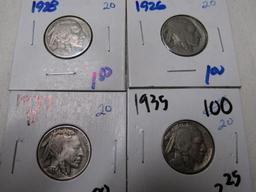 1926,1928,1935,1937D BUFFALO NICKELS