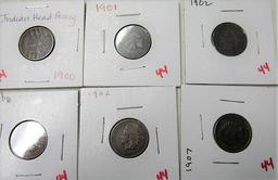 1900,1901,1902,1903,1906,1907 INDIANHEAD CENTS