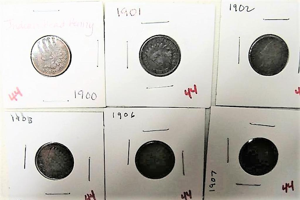 1900,1901,1902,1903,1906,1907 INDIANHEAD CENTS