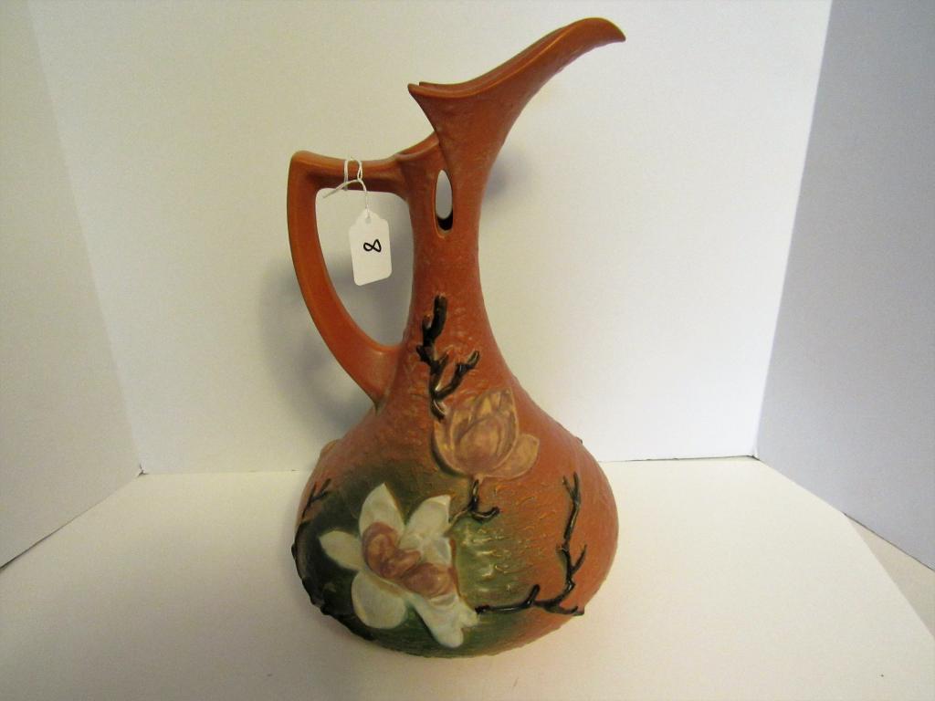 Roseville pitcher vase Magnolia pattern