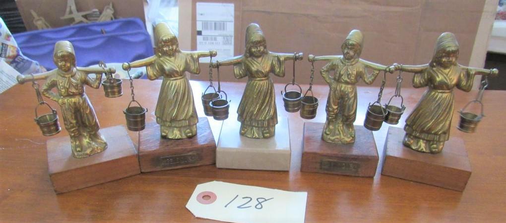 5 Dutch brass figurines